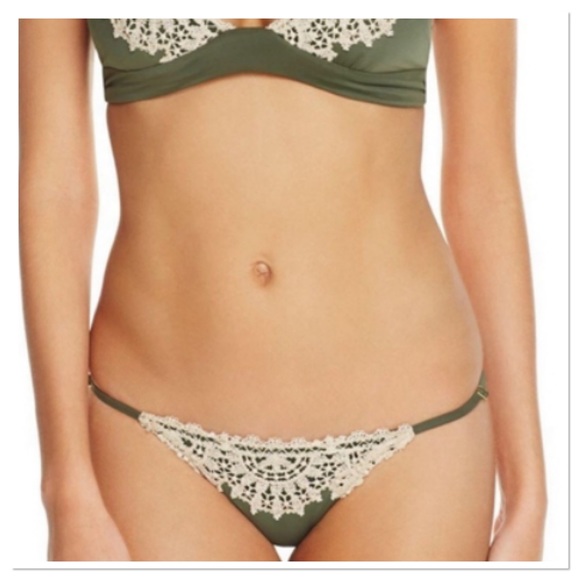 Blue Life Swim Eclipse Bikini Bottoms Fern Green Crochet Detail Boho Size Medium - Picture 7 of 10